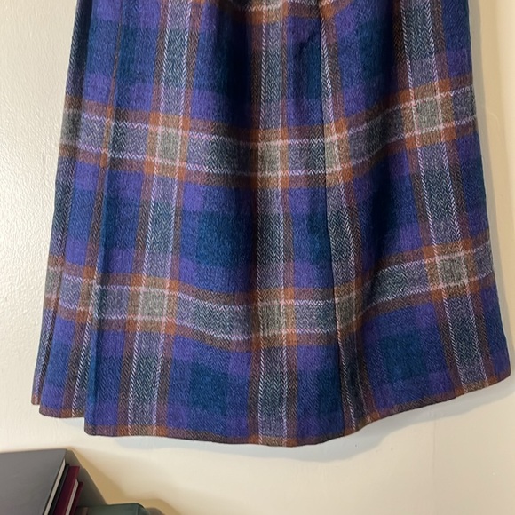 Vintage 60s 70s Braemar 100% Wool Pleated Multicolor Plaid Lined Midi Skirt Sz 8 - Picture 3 of 10